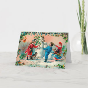 Cartes Pour Fêtes Annuelles Voeux de Noël Vintage Construisez un bonhomme de n