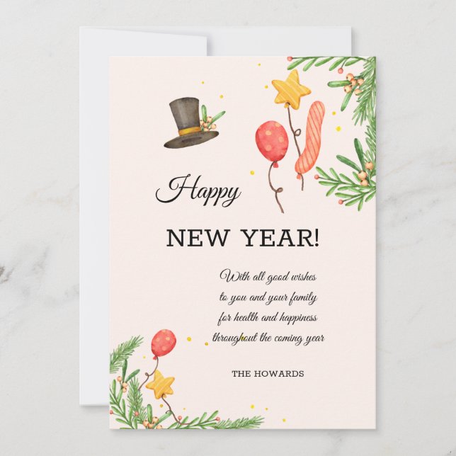 Cartes Pour Fêtes Annuelles Vœux de Nouvel An (Devant)