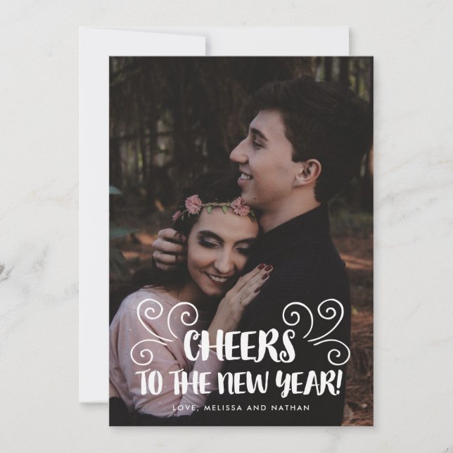 Cartes Pour Fêtes Annuelles Vœux de Nouvel An avec Photo Personnalisée Lettrée (Devant)