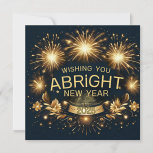 Cartes Pour Fêtes Annuelles Vœux de Nouvel An Radieux Or 2025