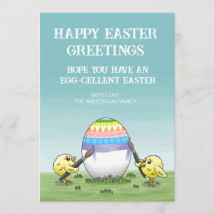 Cartes Pour Fêtes Annuelles Vœux de Pâques egg-cellent des poulets de Pâques