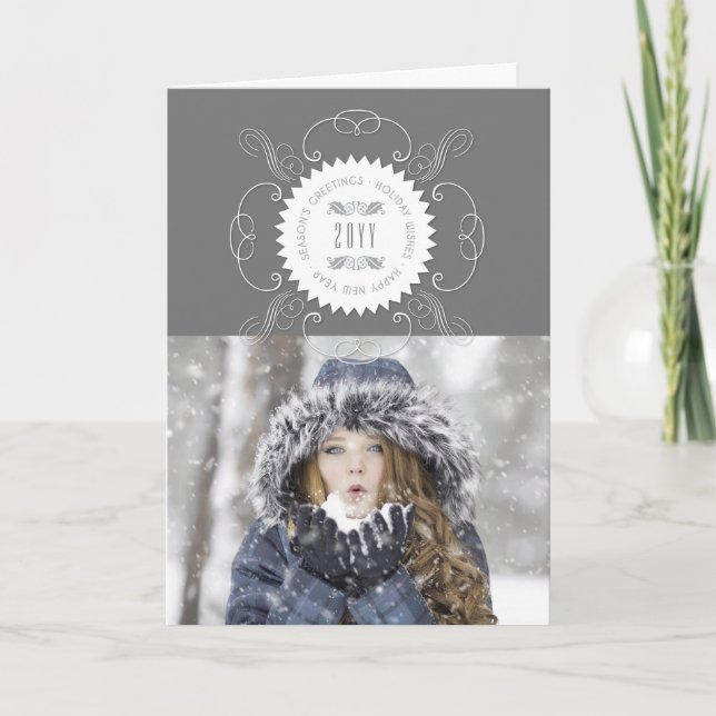 Cartes Pour Fêtes Annuelles Vœux de saison Bonne Année Photo de phoque (Devant)