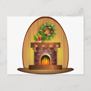 Cartes Pour Fêtes Annuelles Voeux de saisons de Noël Chaussettes Cheminée