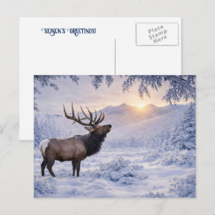 Cartes Pour Fêtes Annuelles Vœux de saisons de Noël Elan Neige
