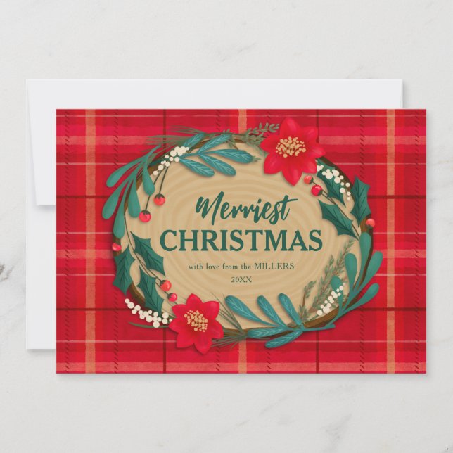 Cartes Pour Fêtes Annuelles Vœux de tranche de bois (Devant)