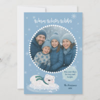 Vœux d'hiver chaleureux Ourson polaire bleu mignon
