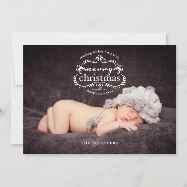 Cartes Pour Fêtes Annuelles Voeux élégants pour un joyeux Noël PhotoSalutation (Devant)