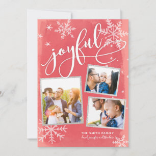 Cartes Pour Fêtes Annuelles Voeux Joyeux Noël Rouge 3-Photo Collage