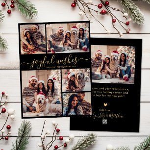 Cartes Pour Fêtes Annuelles Voeux Joyeux Script 5 Photo Collage Noël