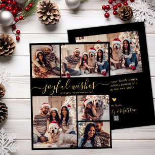 Cartes Pour Fêtes Annuelles Voeux Joyeux Script 5 Photo Collage Noël