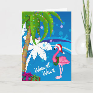 Cartes Pour Fêtes Annuelles Voeux les plus chauds Palm Trees Flamant rose Plag