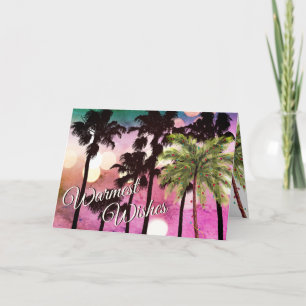 Cartes Pour Fêtes Annuelles Voeux les plus chauds Palmiers tropicaux Plage Noë