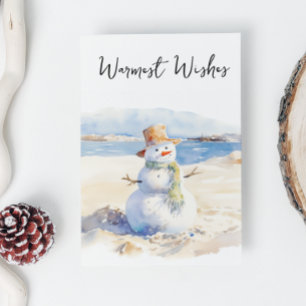 Cartes Pour Fêtes Annuelles Voeux les plus chauds Snowman la plage