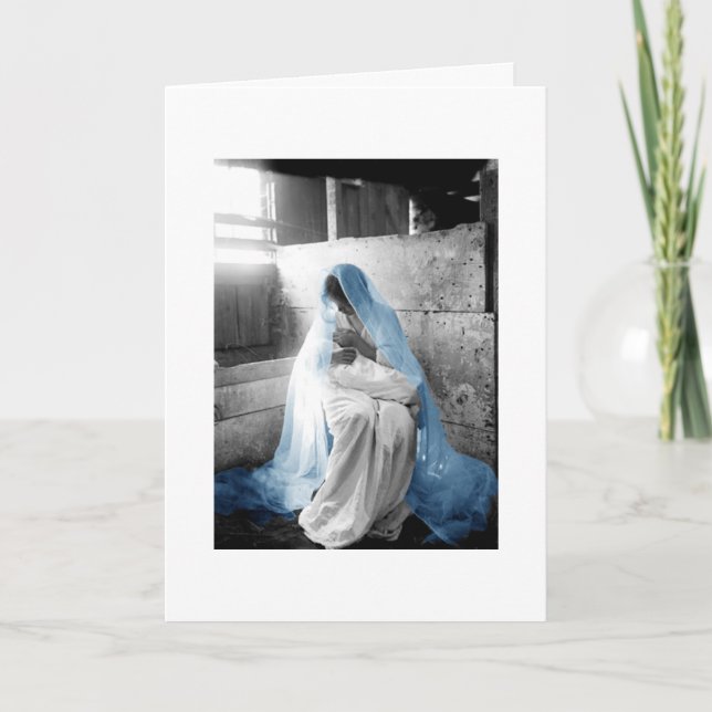 Cartes Pour Fêtes Annuelles Voile bleue Mère Marie et Enfant (Devant)