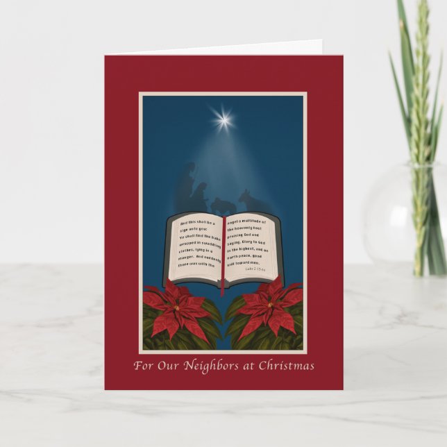 Cartes Pour Fêtes Annuelles Voisins, Open Bible Message de Noël (Devant)