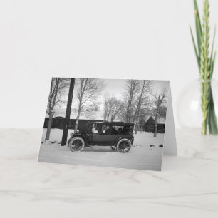 Cartes Pour Fêtes Annuelles Voiture avec l'arbre de Noël attaché sur le capot