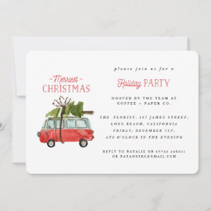 Cartes Pour Fêtes Annuelles voiture d'aquarelle de noël la plus joyeuse