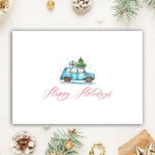 Cartes Pour Fêtes Annuelles Voiture d'Aquarelle personnalisée Realtor de Noël