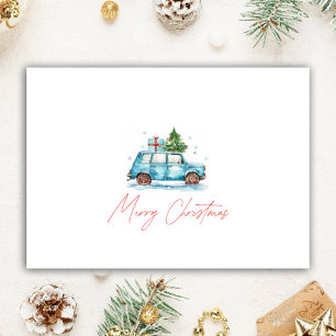 Cartes Pour Fêtes Annuelles Voiture d'Aquarelle personnalisée Realtor de Noël