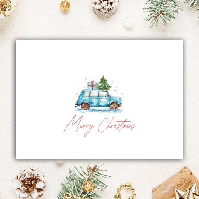 Cartes Pour Fêtes Annuelles Voiture d'Aquarelle personnalisée Realtor de Noël (Créateur téléchargé)