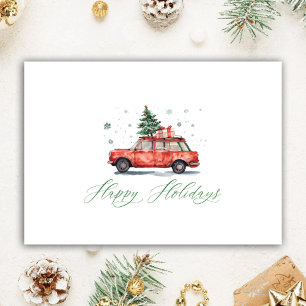 Cartes Pour Fêtes Annuelles Voiture d'aquarelle Realtor personnalisée avec arb