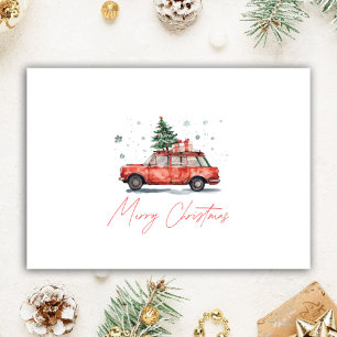 Cartes Pour Fêtes Annuelles Voiture d'aquarelle Realtor personnalisée avec arb
