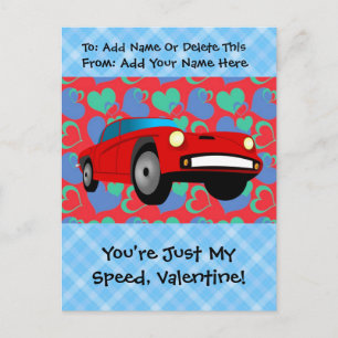 Cartes Pour Fêtes Annuelles Voiture de course Valentine