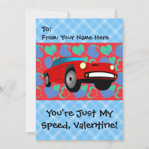 Cartes Pour Fêtes Annuelles Voiture de course Valentine