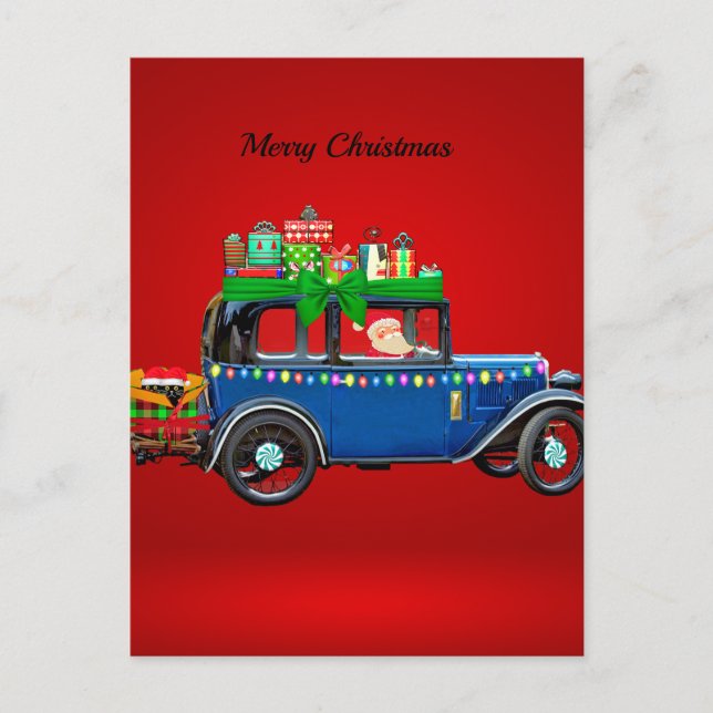 Cartes Pour Fêtes Annuelles Voiture de Noël (Devant)