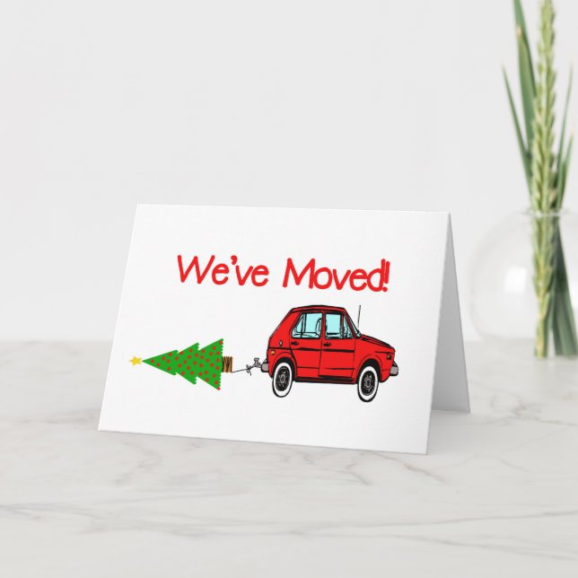 Cartes Pour Fêtes Annuelles Voiture et arbre Noël Nouvelle adresse (Devant)