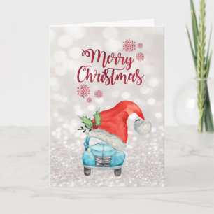 Cartes Pour Fêtes Annuelles Voiture Père Noël Chapeau, Bokeh