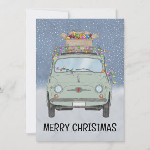 Cartes Pour Fêtes Annuelles Voiture verte avec cadeaux de Noël