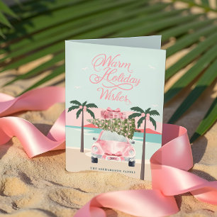 Cartes Pour Fêtes Annuelles Voitures Chaleureuses Palmiers Tropicaux & Voiture