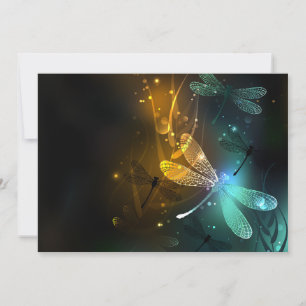 Cartes Pour Fêtes Annuelles Vol de libellule verte lumineuse