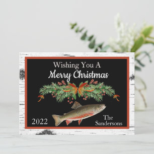Cartes Pour Fêtes Annuelles Voler Pêche truite vous souhaite un joyeux Noël