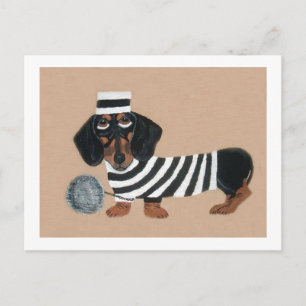 Cartes Pour Fêtes Annuelles Voleur de friandises teckel noir et marron oiseau