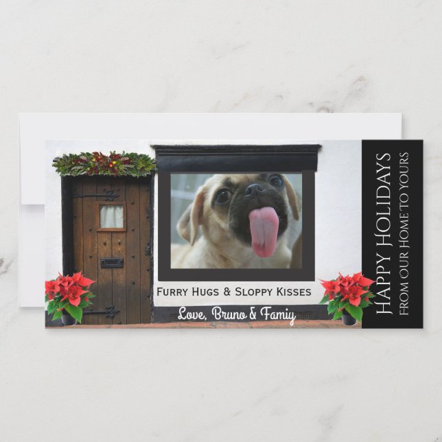 Cartes Pour Fêtes Annuelles Vos Chiens Noël Licking Glass (Devant)