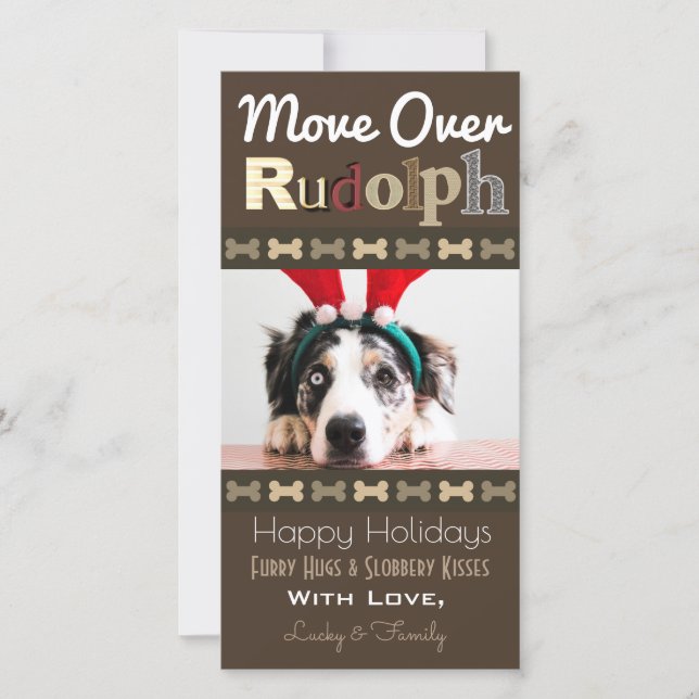 Cartes Pour Fêtes Annuelles Vos Chiens Reindeer de Noël (Devant)