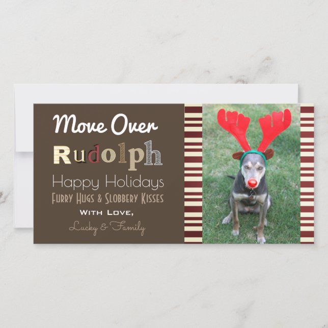 Cartes Pour Fêtes Annuelles Vos Chiens Reindeer de Noël avec photo verticale (Devant)