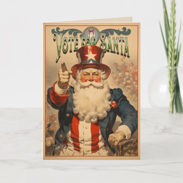 Cartes Pour Fêtes Annuelles Votez pour le Père Noël 1 (Devant)