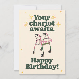 Cartes Pour Fêtes Annuelles Votre Char Await Drôle Vieillir Anniversaire