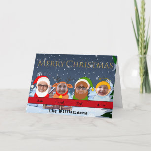 Cartes Pour Fêtes Annuelles Votre famille en personnages de Noël Photo
