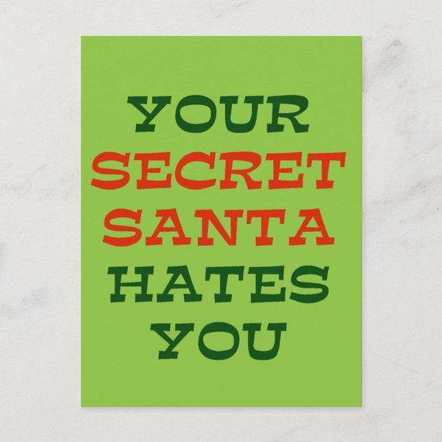 Cartes Pour Fêtes Annuelles Votre Père Noël Secret Vous Déteste (Devant)