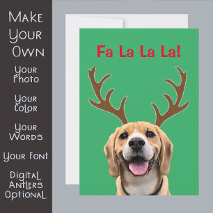 Cartes Pour Fêtes Annuelles Votre photo de chien avec Digital Antlers Green