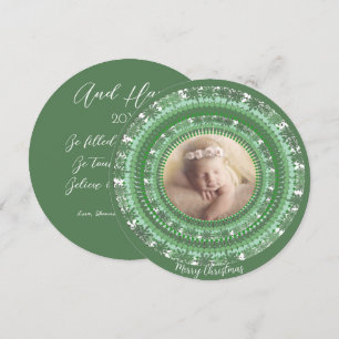 Cartes Pour Fêtes Annuelles Votre photo Grey and Green Joy Joyeux Noël