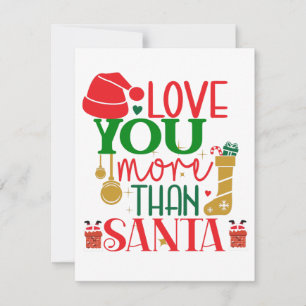 Cartes Pour Fêtes Annuelles Vous aimez plus que Père Noël drôle Noël