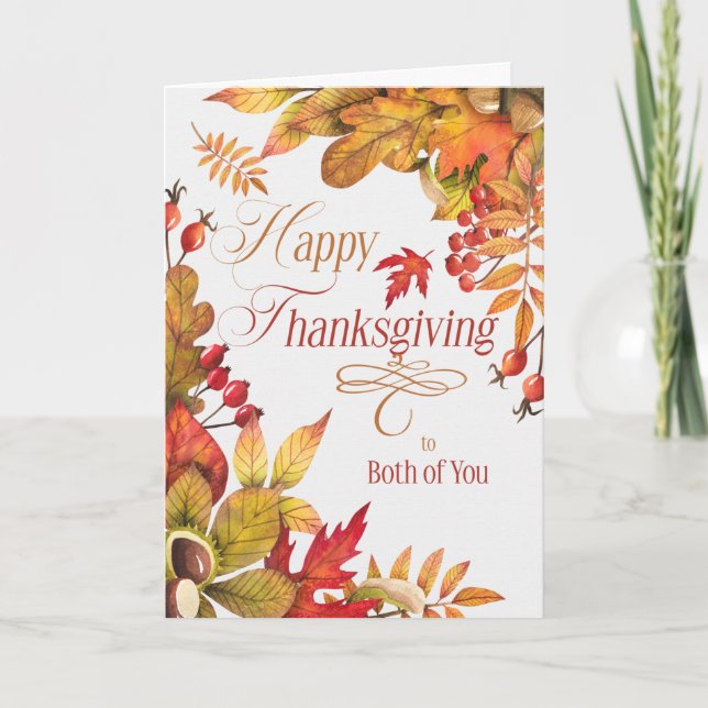 Cartes Pour Fêtes Annuelles Vous deux bénédictions Automne part Thanksgiving (Devant)