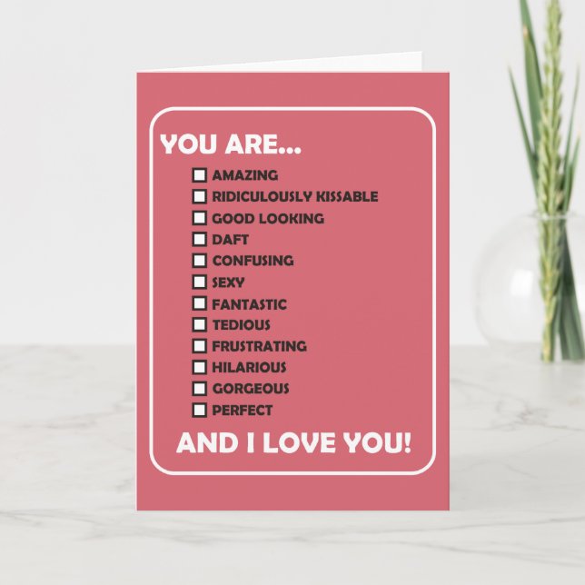 Cartes Pour Fêtes Annuelles Vous Êtes... Et Je T'Aime (Devant)