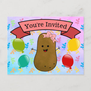 Cartes Pour Fêtes Annuelles Vous êtes Invité Pomme de terre Fille Anniversaire