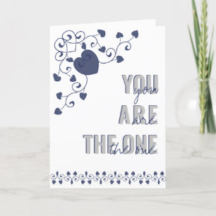 Cartes Pour Fêtes Annuelles Vous êtes l'unique Typographie Bleue Coeur Valenti